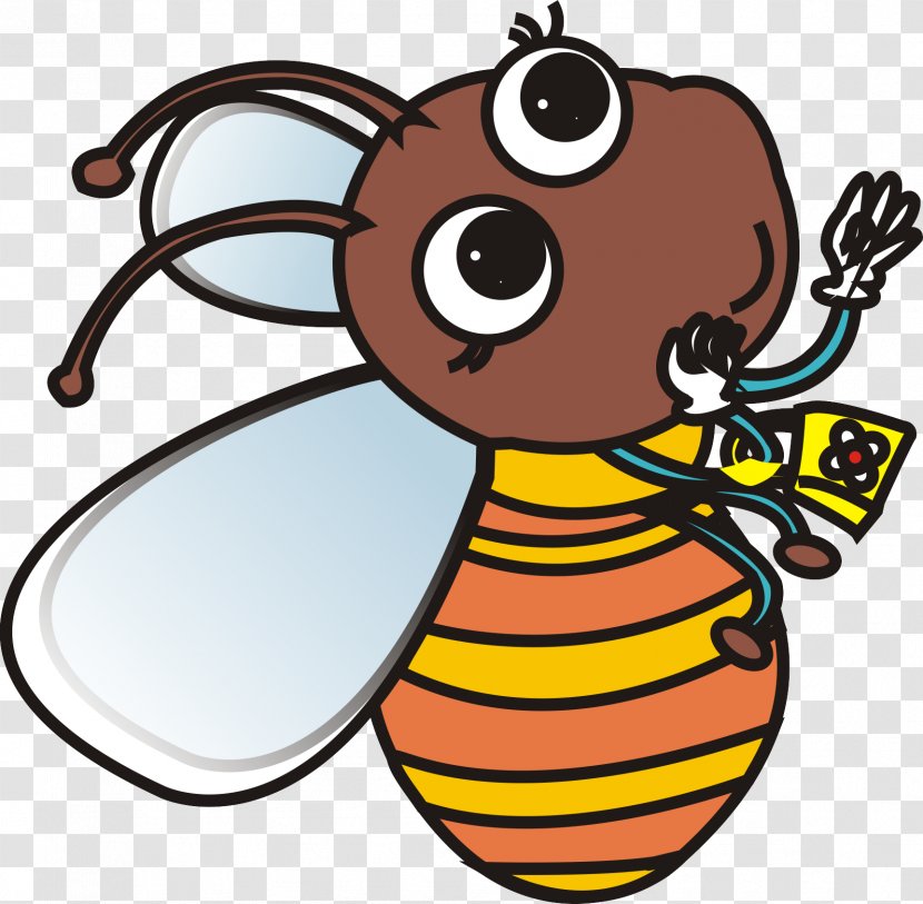 Honey Bee Cartoon Clip Art - Invertebrate Transparent PNG