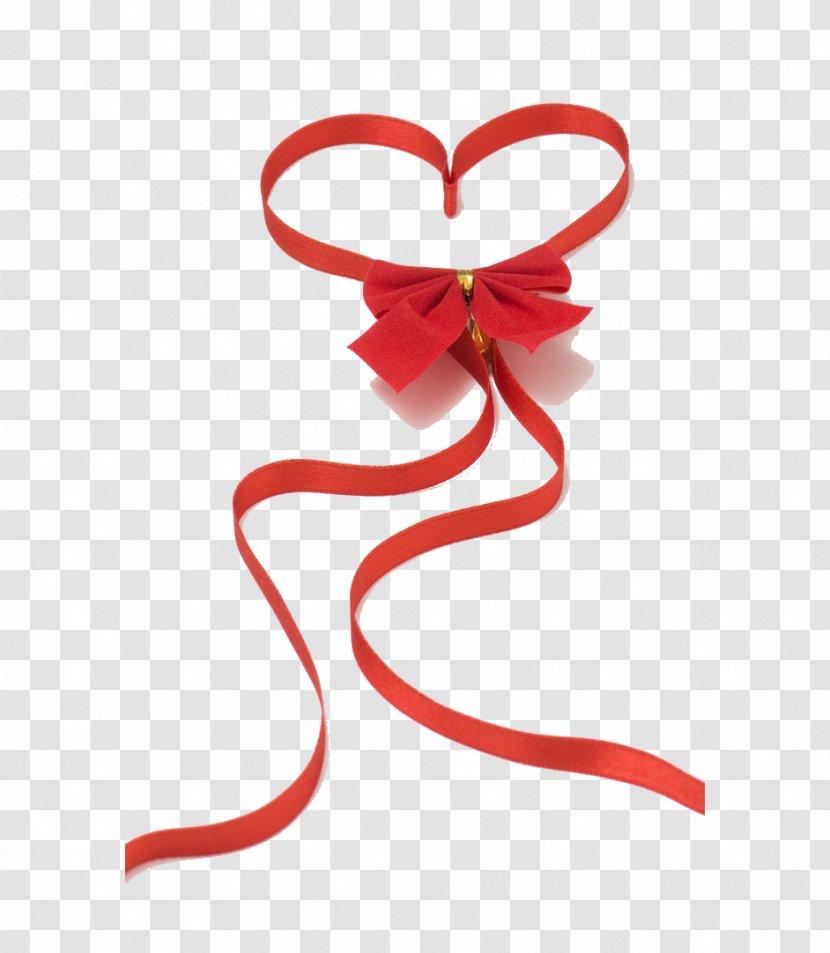 Red Ribbon Heart Love Valentines Day - Fashion Accessory - Bow Transparent PNG