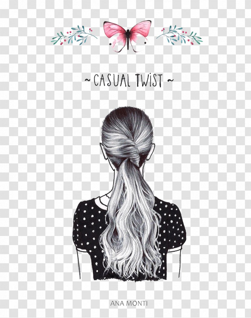 Graphic Design Drawing Braid - Heart - Hand-painted Fresh Hair Braids Transparent PNG