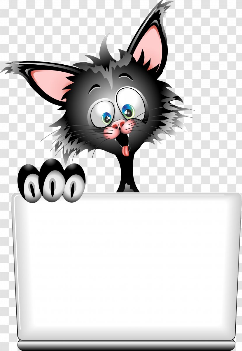 Black Cat Kitten Cartoon Clip Art - Whiskers - Witch Transparent PNG
