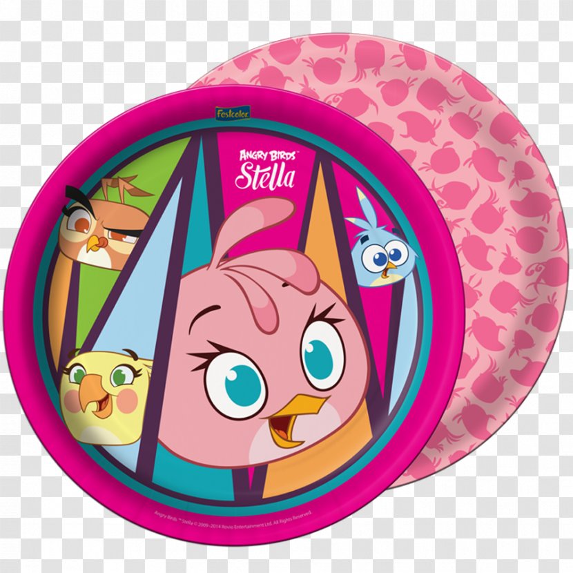 Angry Birds Stella Paper Disposable Plate Korpel - Pink Transparent PNG
