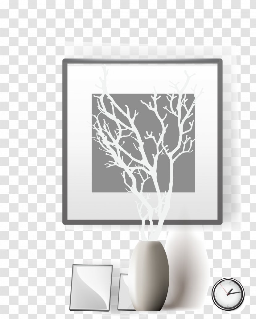 Gray Frame Plant - Picture - Black And White Transparent PNG