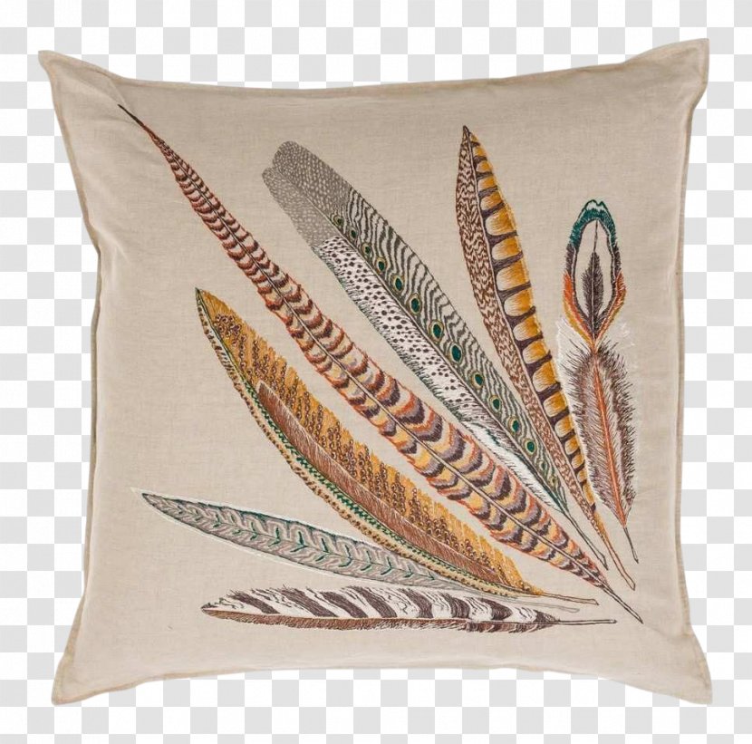 Feather Throw Pillows Linen Textile - Pillow Transparent PNG
