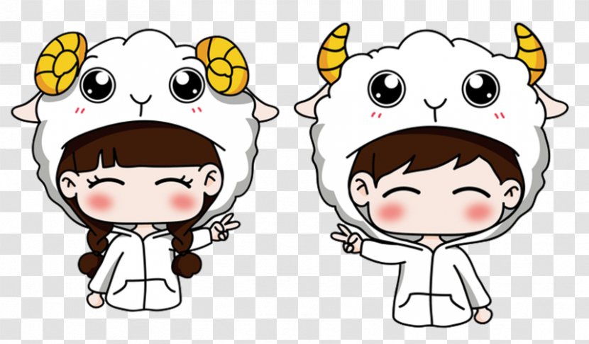 Sheep Goat Download Clip Art - Material - Cartoon Couple Transparent PNG
