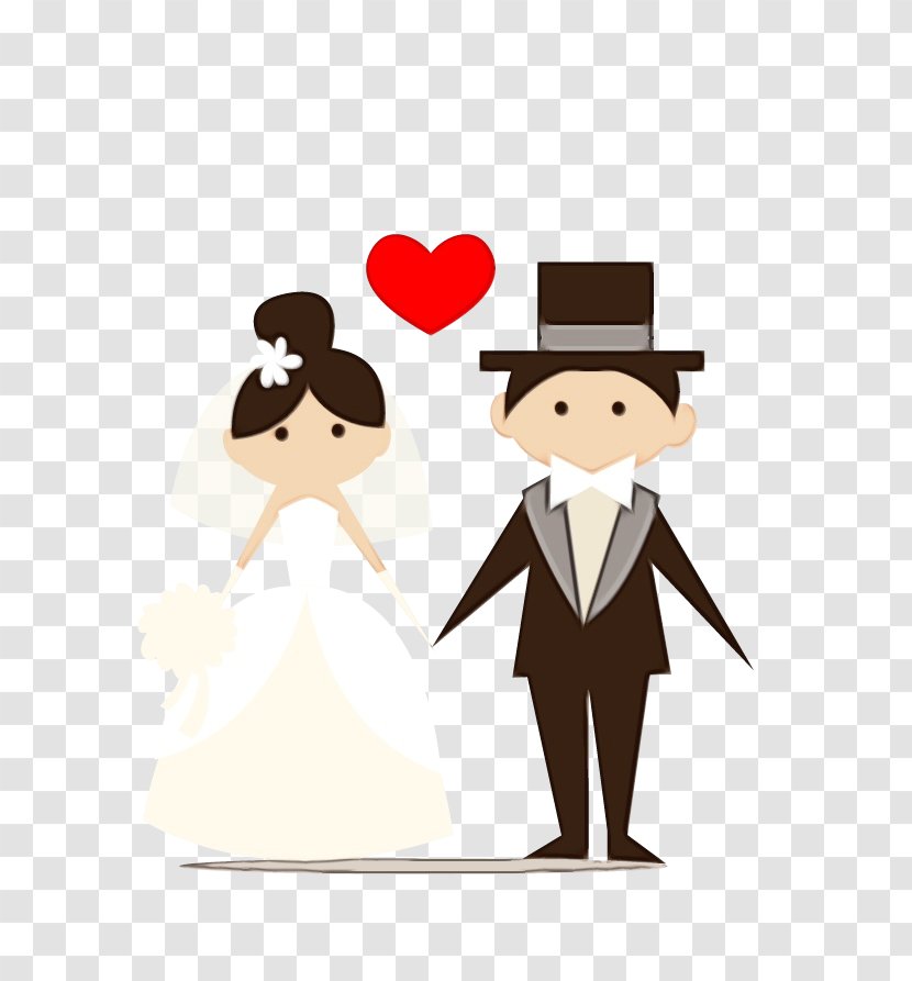 Bride And Groom Cartoon - Wedding Ring - Gesture Heart Transparent PNG