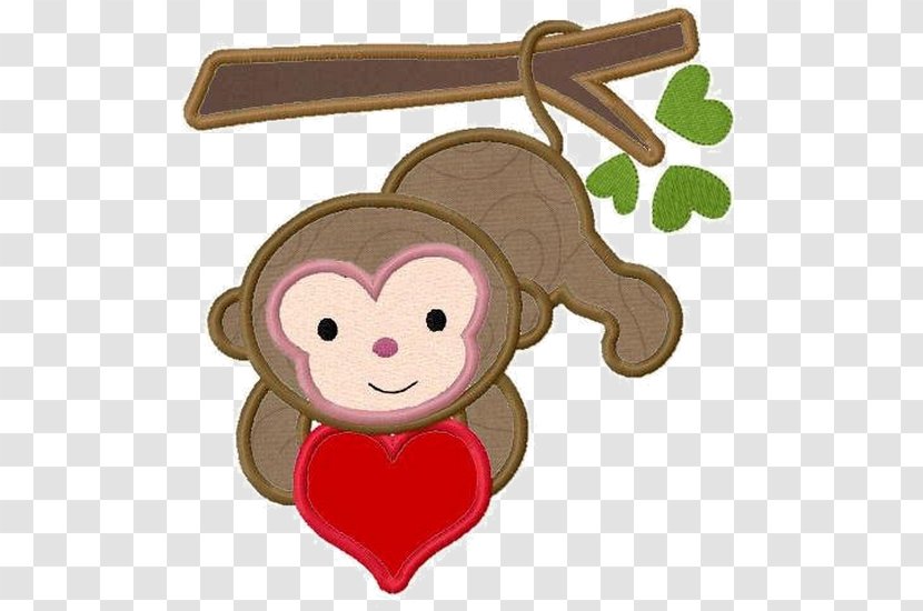 Love Background Heart - Embroidery - Primate Cartoon Transparent PNG