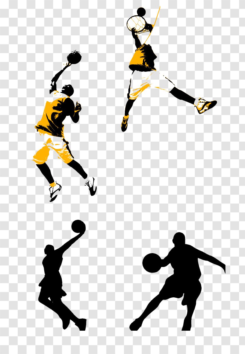 Basketball Court Slam Dunk Clip Art - Yellow Player Picture Material Transparent PNG