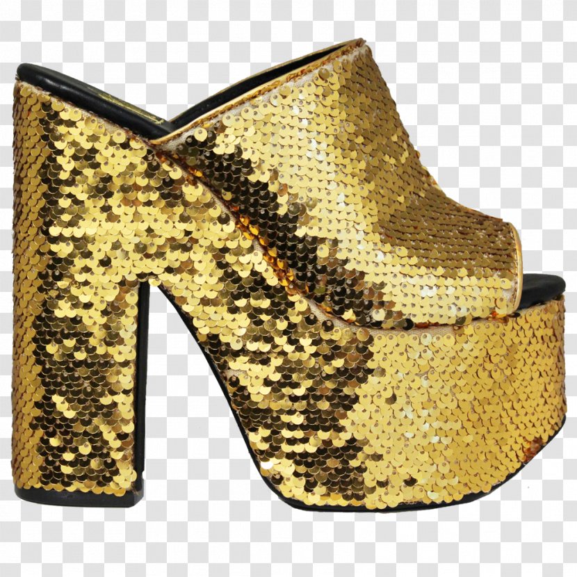 High-heeled Shoe - Gold Sequins Transparent PNG