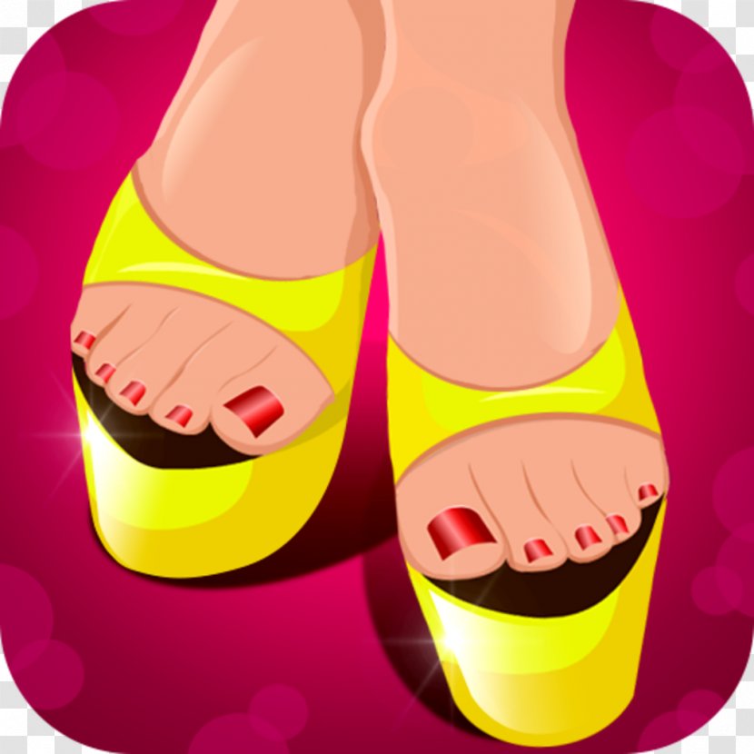 Yellow Shoe Footwear Cartoon - Pink - Pedicure Transparent PNG