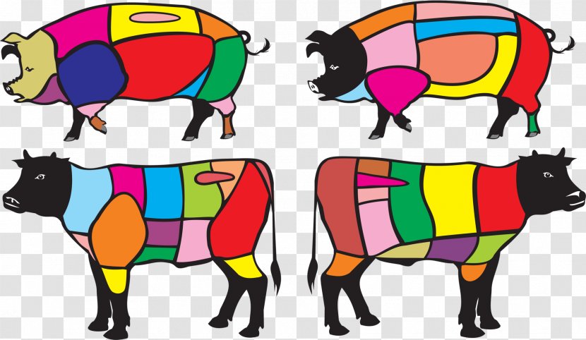 Cattle Bacon Cut Of Beef Pork - Art - Vector Transparent PNG