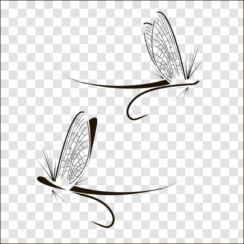 Fly Fishing Clip Art - Black And White - Creative Hook Dragonfly Transparent PNG