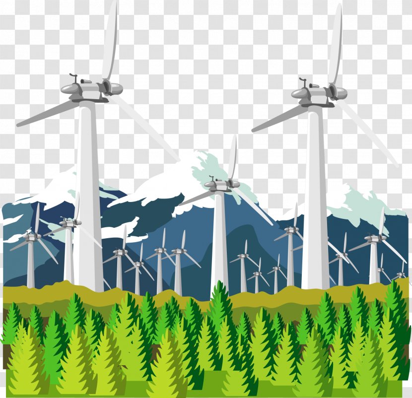 Wind Farm Windmill Electricity Generation Euclidean Vector - Advertising - Suburban Power Train Transparent PNG