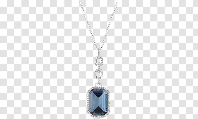 Locket Necklace Silver Chain Body Piercing Jewellery - Diamond - Swarovski Women's Sapphire Transparent PNG