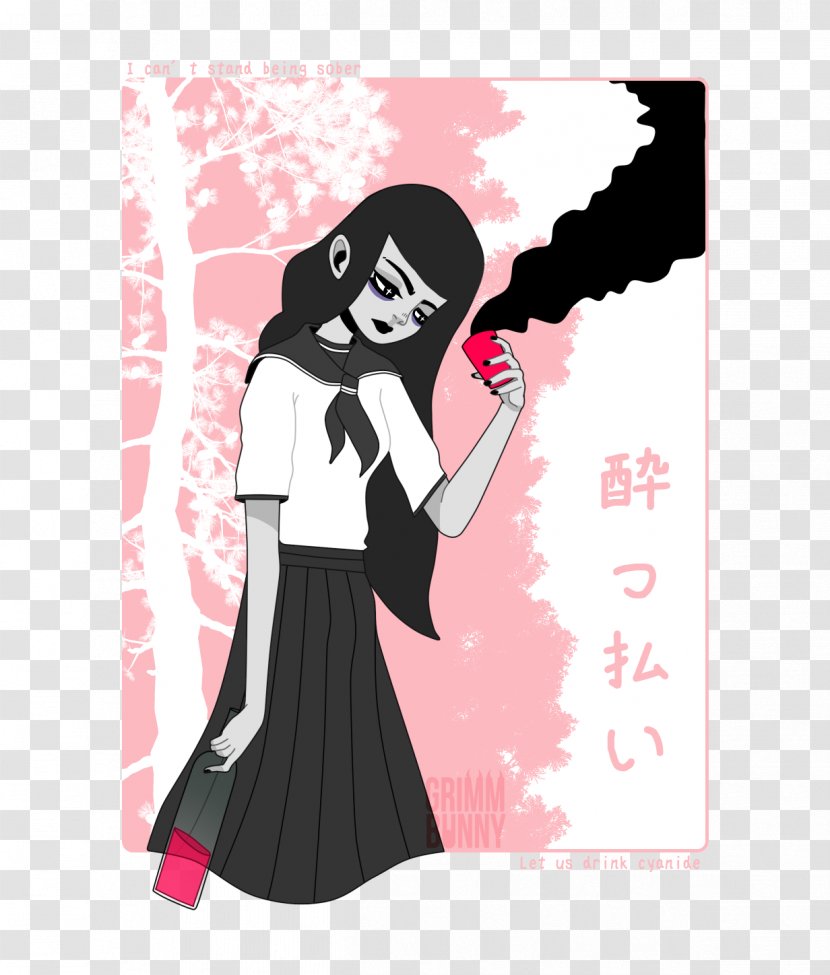 Cartoon Black Hair Character - Flower - Miss Bunny Transparent PNG