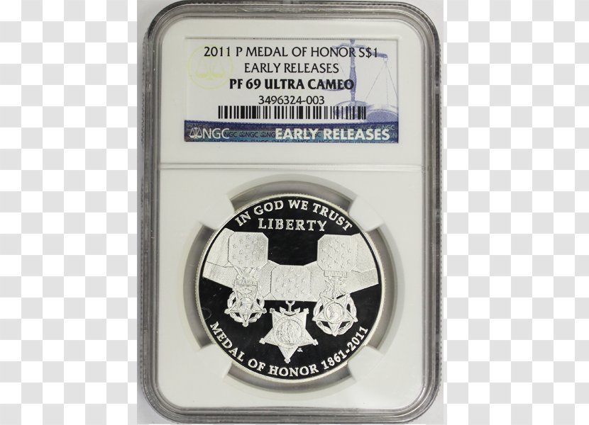Silver Medal Commemorative Coin Of Honor - Eisenhower Dollar Transparent PNG