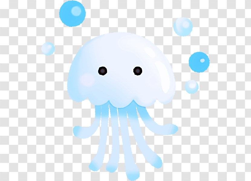Cartoon Turquoise Jellyfish Cloud Octopus Transparent PNG