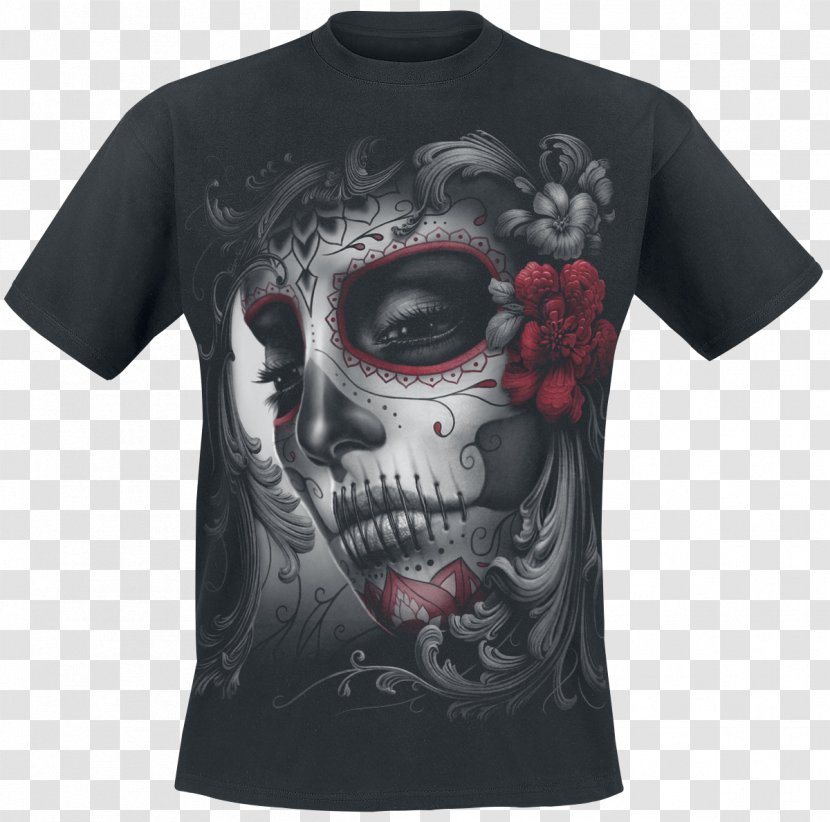Long-sleeved T-shirt Calavera Skull - Rose Transparent PNG