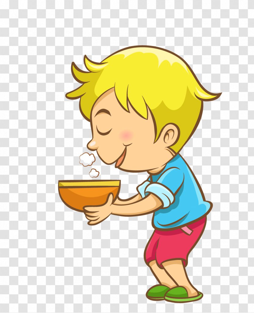 Cartoon Eating Soup - Boy Transparent PNG