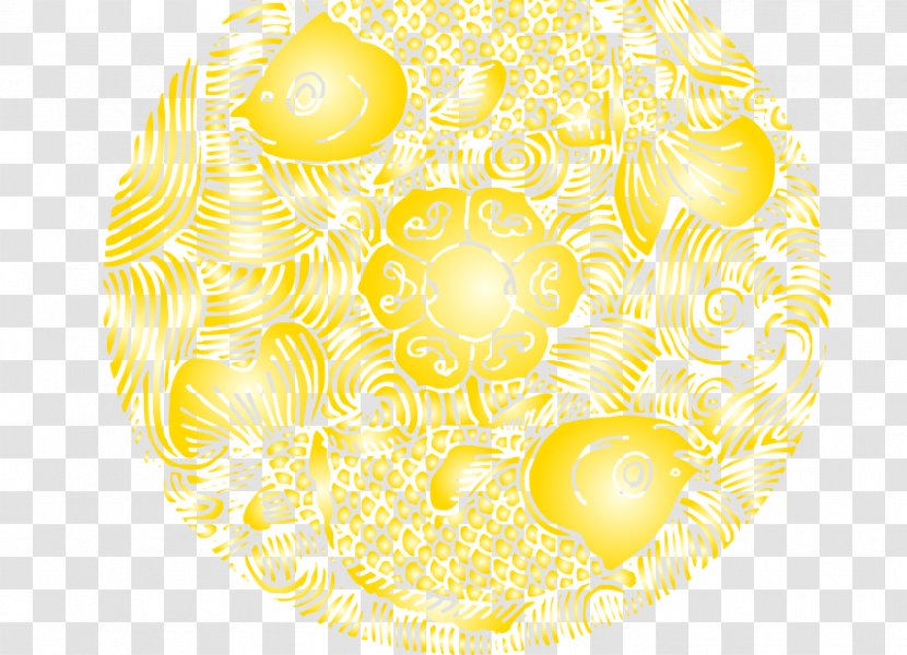 Chinese New Year Pattern - Yellow - Pisces Beads Show Circular Transparent PNG