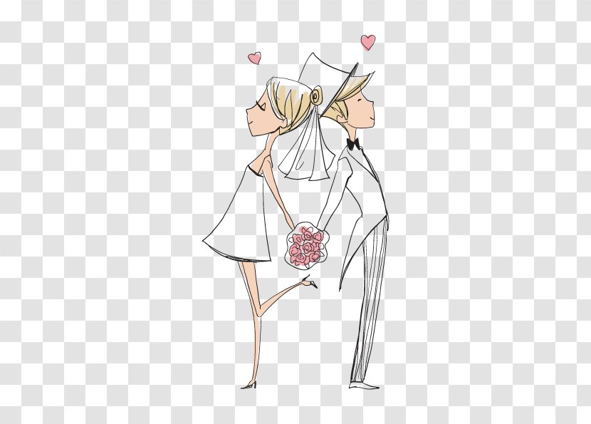 Wedding Bridegroom Marriage Illustration - Cartoon - Bride And Groom Transparent PNG