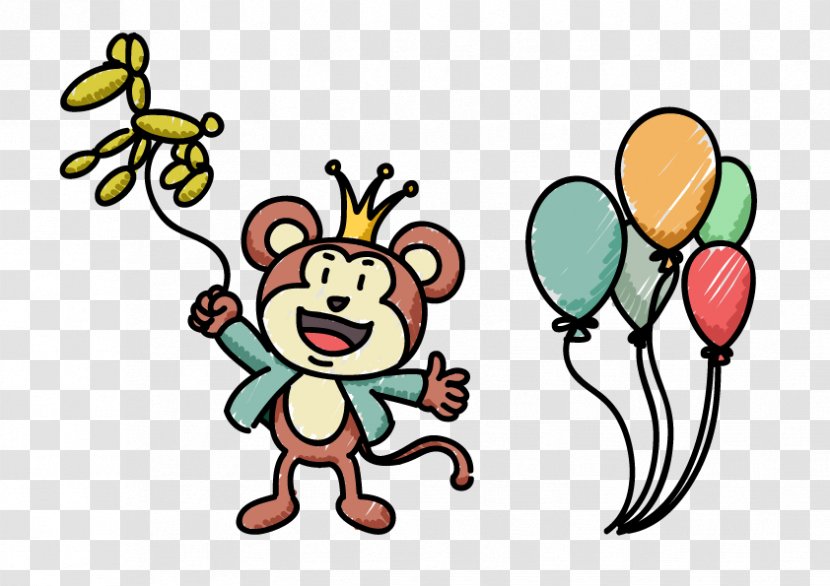 Circus Magic - Watercolor - Monkey Balloon Transparent PNG