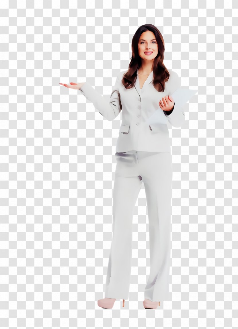 White Clothing Standing Suit Formal Wear - Pantsuit - Pajamas Gesture Transparent PNG