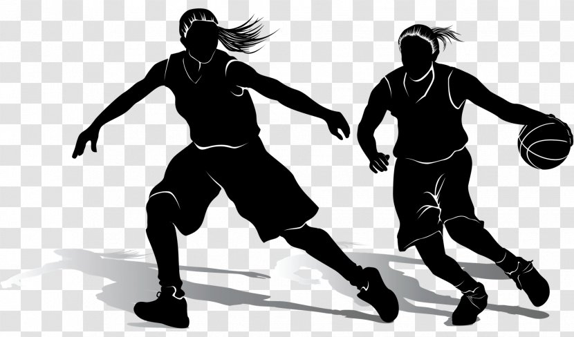 Women's Basketball Female Dribbling - Black And White - Team Transparent PNG