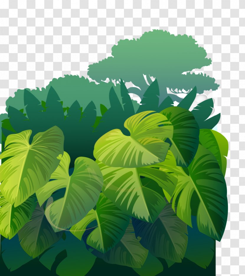 Forest Computer File - Leaf - Cartoon Painted Grass Green Leaves Trees Transparent PNG