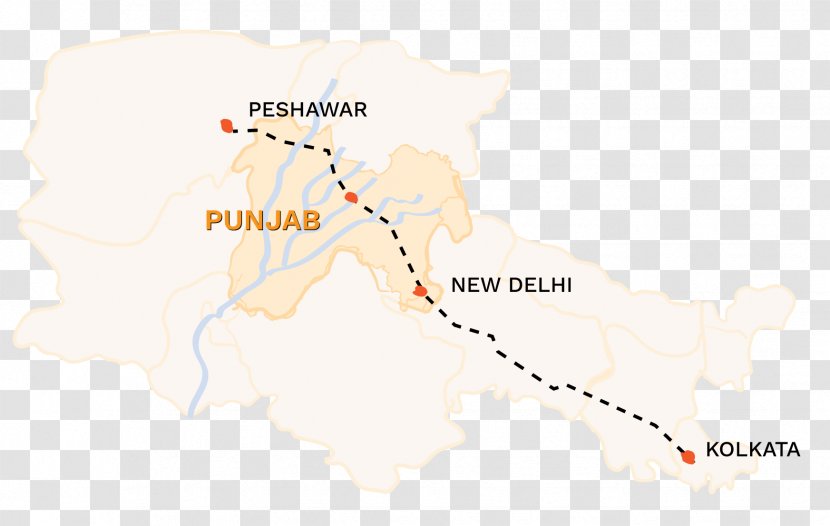Grand Trunk Road Map Punjab - Mango Lassi Transparent PNG