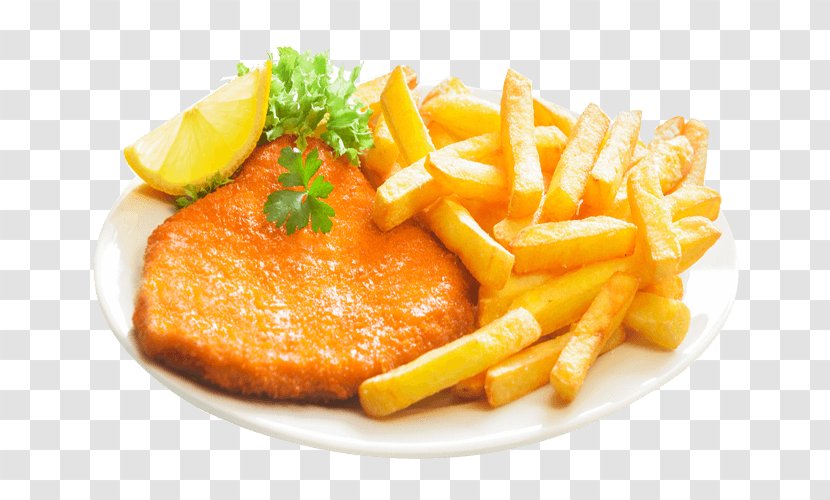 French Fries Wiener Schnitzel Veal Milanese Pizza - Cuisine Transparent PNG