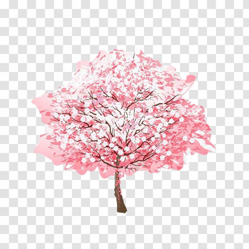 Cherry Blossom Tree - Pink - Lovely Hand-painted Trees Buckle Free Material Transparent PNG
