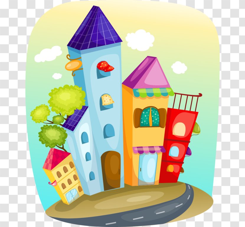 Visual Arts Cartoon Cityscape Illustration - Building - Magic Castle Small Fresh Romantic Transparent PNG