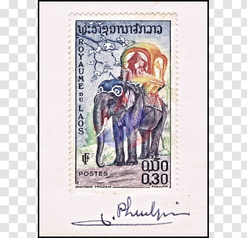 Asian Elephant Paper Postage Stamps Laos Elephants - Variation Transparent PNG