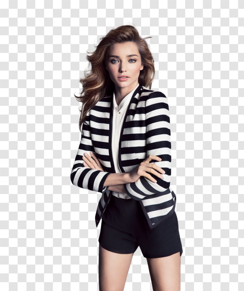 Miranda Kerr Fashion Mango Black And White Model - Jacket Transparent PNG