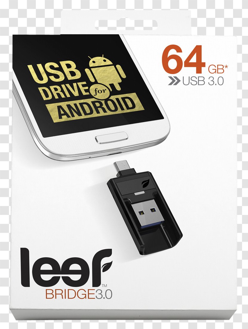 USB Flash Drives Leef Bridge Mobile Adaptor 3.0 Micro-USB Bridge-C 32Gb Drive - Electronics Accessory Transparent PNG