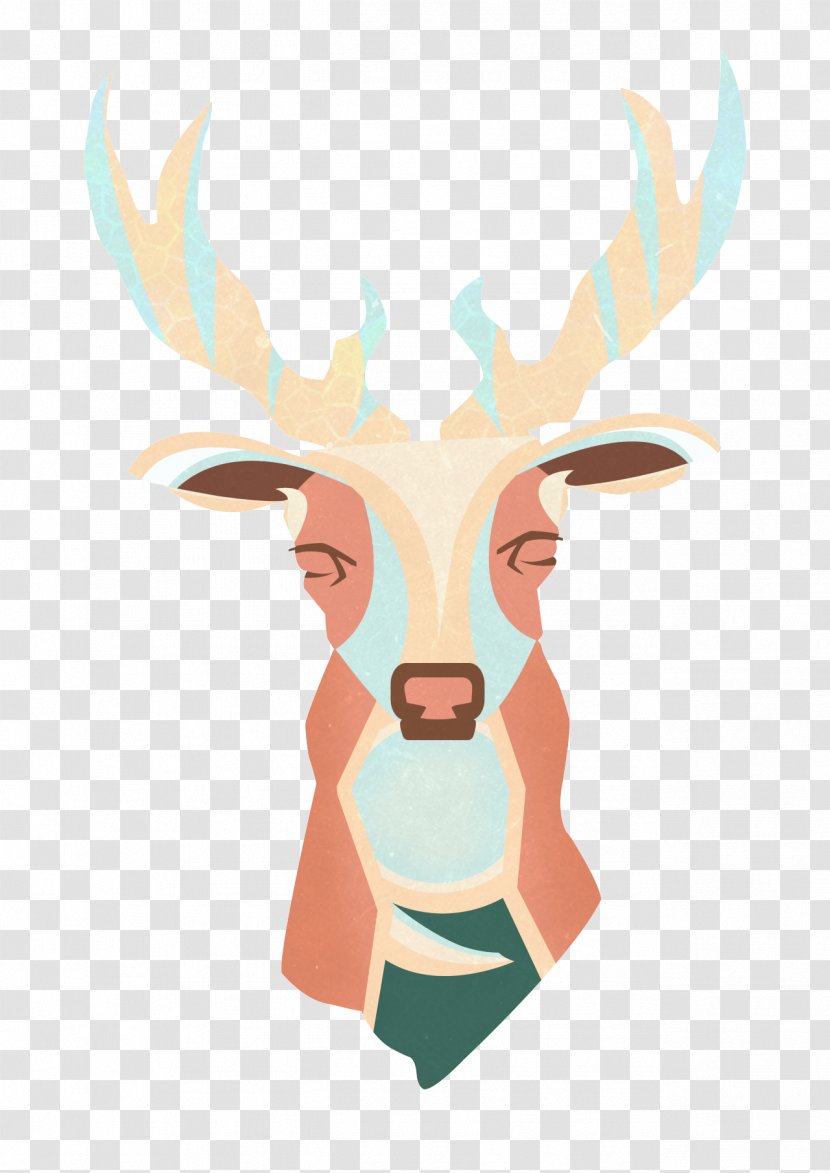 Reindeer Illustration Clip Art Nose Antler - Deer Transparent PNG