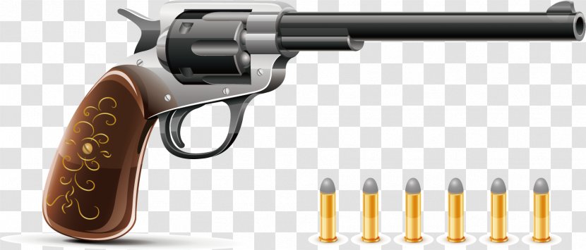 Bullet Firearm Pistol Revolver Handgun - Cartoon - Vector And Bullets Transparent PNG