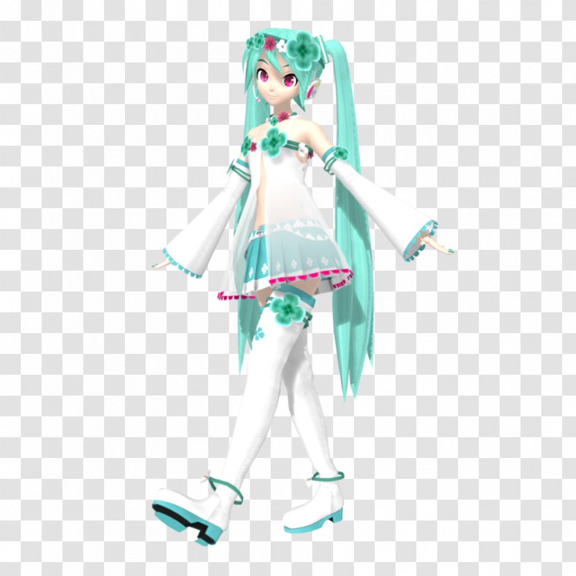 Hatsune Miku MikuMikuDance Turquoise Character Teal - Figurine Transparent PNG