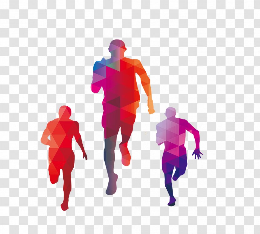 Silhouette T6K 4A5 Poster - Visual Design Elements And Principles - Bright Colored Running Man Polygon Transparent PNG