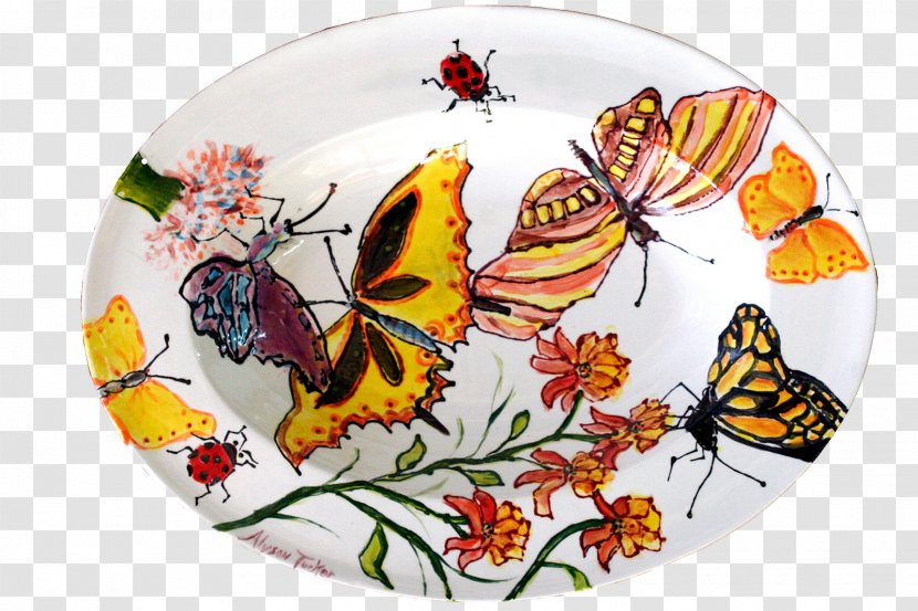 Monarch Butterfly Brush-footed Butterflies Tiger Milkweed - Platter Transparent PNG