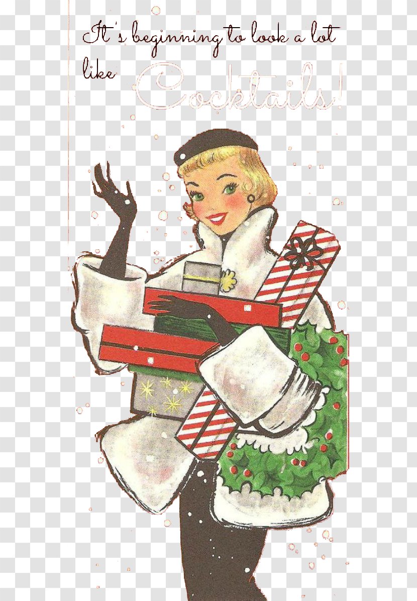 Christmas Ornament Card Holiday Vintage Clothing - Heart - European Blonde Woman Holding Gift Transparent PNG