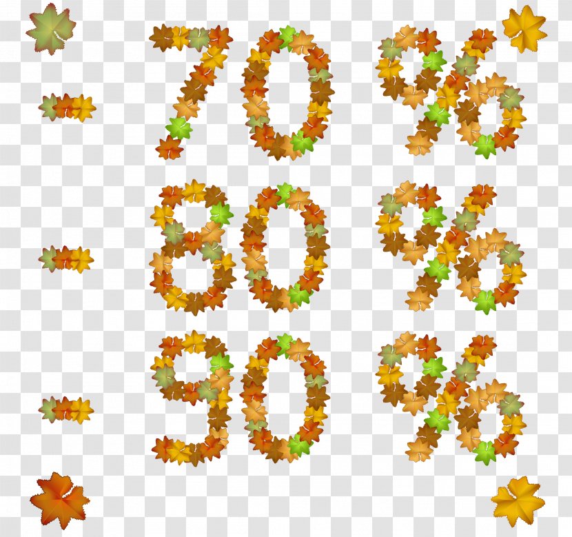 Percentage Leaf Numerical Digit - Autumn Leaves Sales Figures Transparent PNG