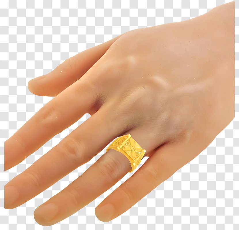 Wedding Ring Jewellery Colored Gold - Hand Model Transparent PNG