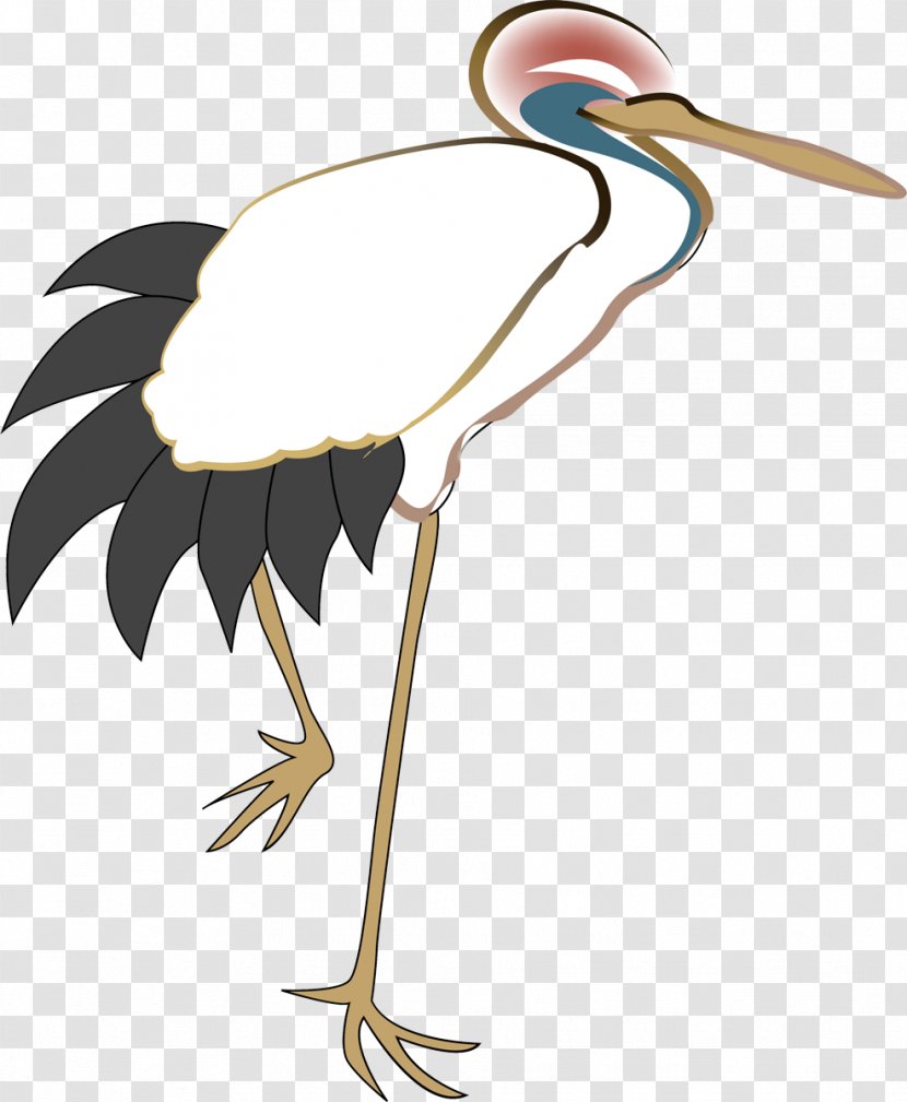 Red-crowned Crane Cartoon - Neck - Stork Transparent PNG