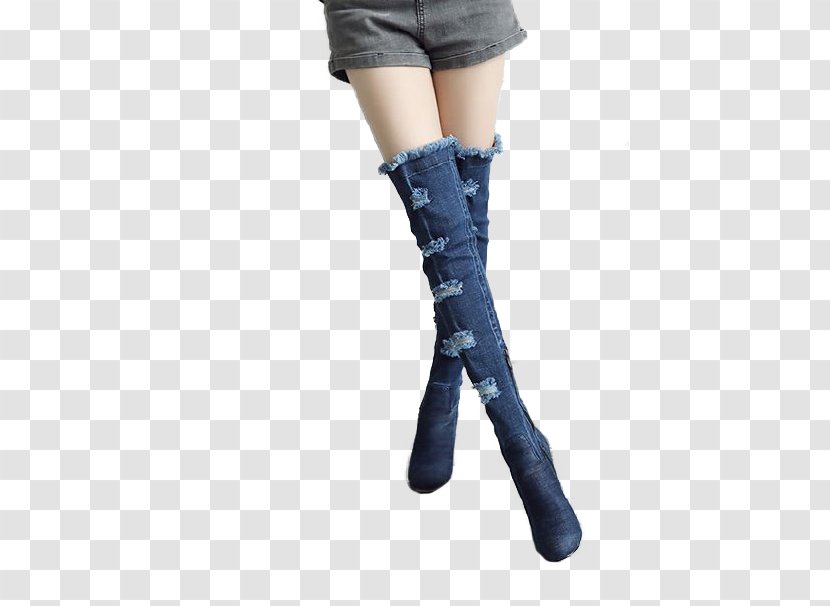 Boot Denim Knee Download - Tree - Boots With A Fine Hole Transparent PNG
