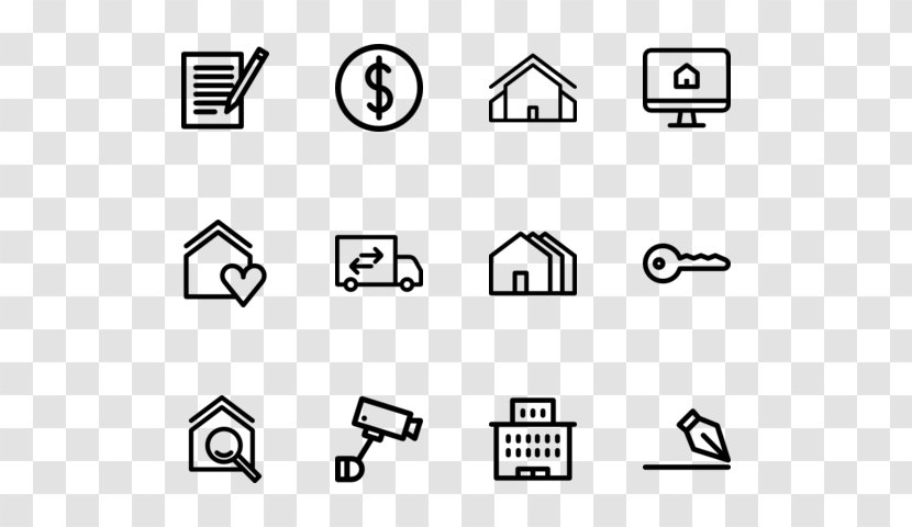 Brand Drawing White Angle - Black - Real Estate Icon Transparent PNG