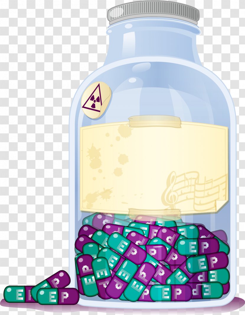 Water Bottle Glass Liquid - Drug - Vector Pills Transparent PNG