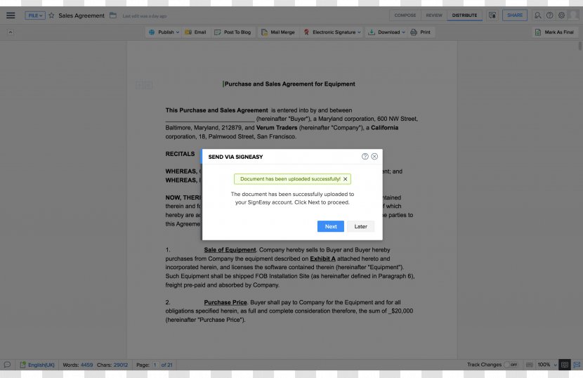 Zoho Office Suite Computer Program SignEasy Software Customer Relationship Management - Screenshot Transparent PNG