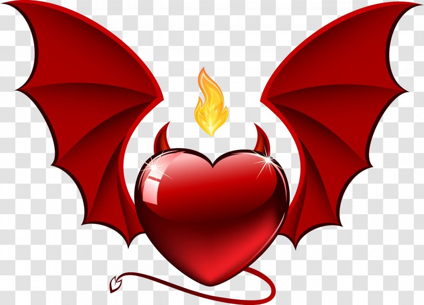 Valentine's Day Devil Heart - Watercolor - Hell Transparent PNG