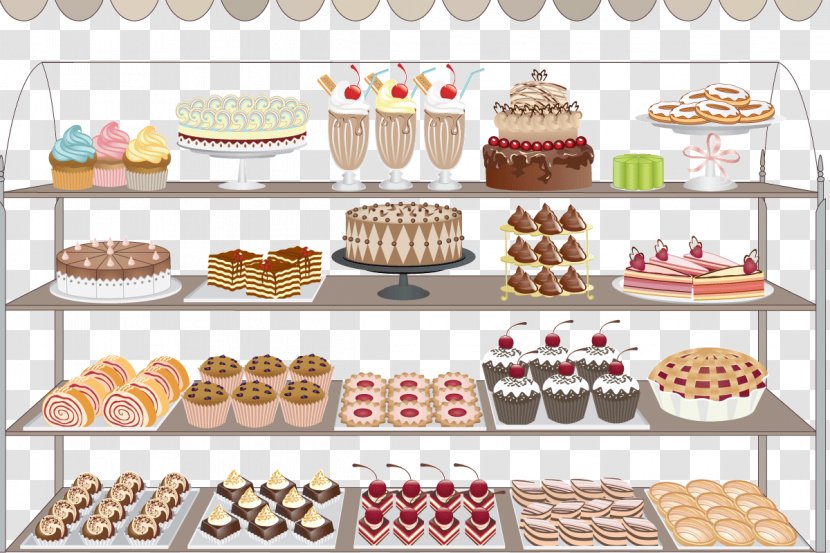 Bakery Egg Tart Torte Hot Milk Cake - Confectionery Store - Cartoon Shop Window Transparent PNG